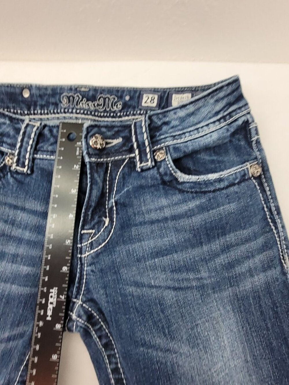 Miss Me Jeans Womens 28 Low Rise Boot Cut Western Stretch JP5342B Vintage - Picture 10 of 16